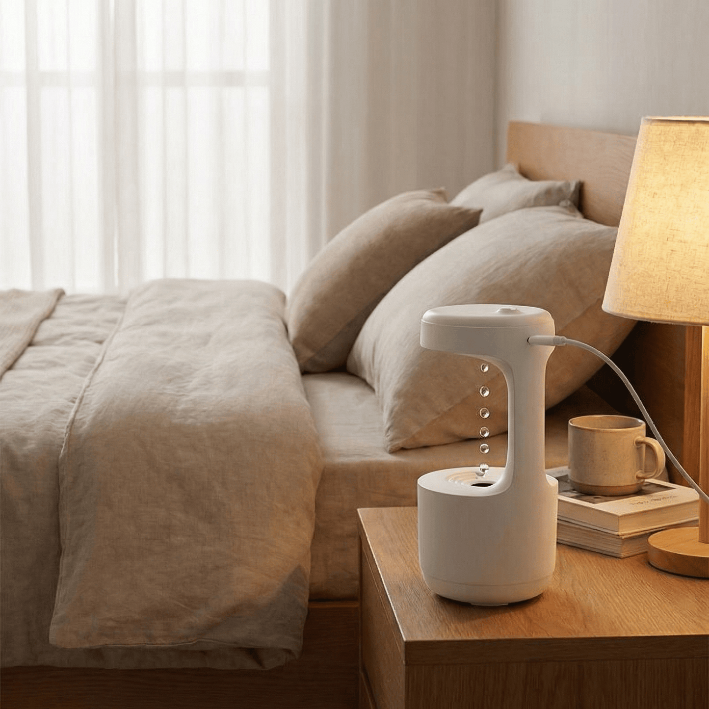 AirNova Anti - Gravity Humidifier – Stylish Clock & Soothing Night Light for Ultimate Comfort! - NitorNova