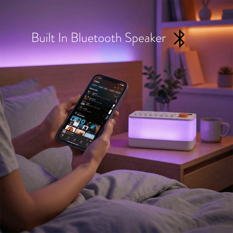Smart Sleep Aid Speaker RGB 12 Colors Night Light with 8 Nature Sounds White Noise Sleep Machine Bluetooth - Compatible Speaker - NitorNova