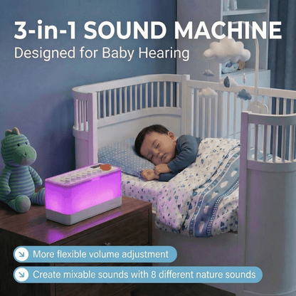 Smart Sleep Aid Speaker RGB 12 Colors Night Light with 8 Nature Sounds White Noise Sleep Machine Bluetooth - Compatible Speaker - NitorNova